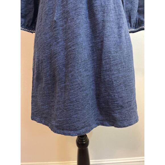 Boden Dress Size 4 Blue Cotton Pockets Pom Pom Accent Long Sleeve - Picture 5 of 11